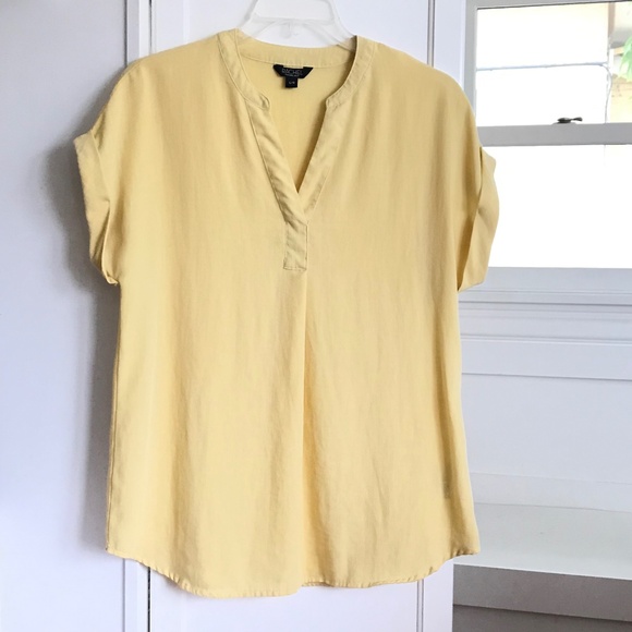 RACHEL ROY Short Sleeve Blouse V-Neck Tunic Top Yellow Women’s Size Large - Picture 1 of 16